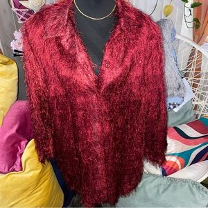 Vintage Giorgio Fiorlini Womens Plus 22W Burgundy Blouse